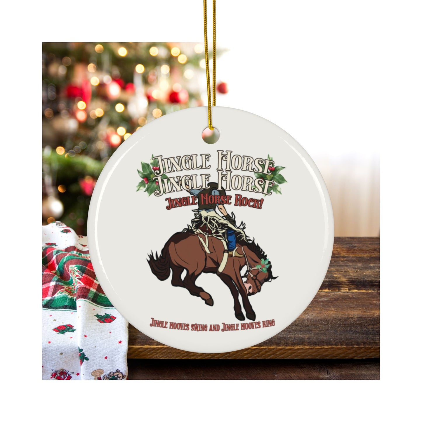 Personalized Jingle Horse Christmas Ornament – Western Rodeo Horse