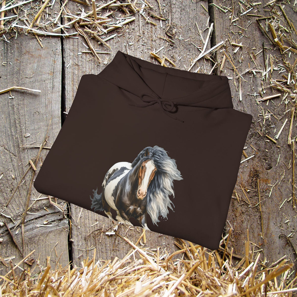 Gypsy Vanner Horse Hoodie – Running Vanner Watercolor Horse Sweatshirt