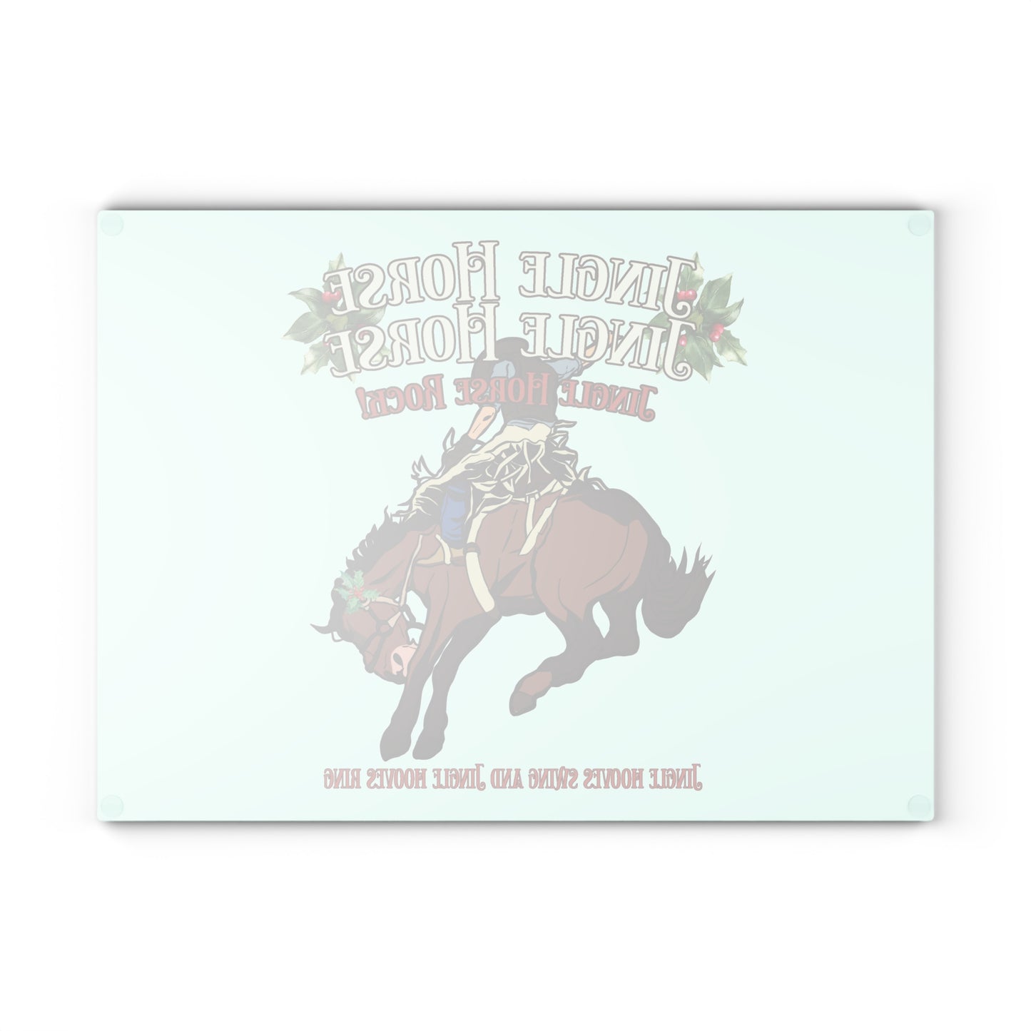 Rodeo Christmas Horse Glass cutting board – Jingle Horse Rock Cowboy - 2 sizes