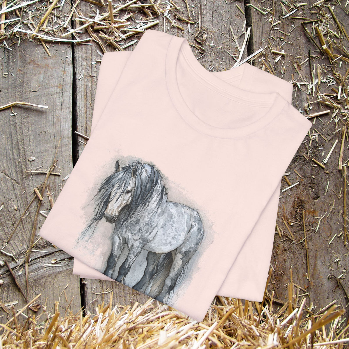 Percheron Horse T-Shirt – Watercolor Draft Horse Bella Canvas Tee