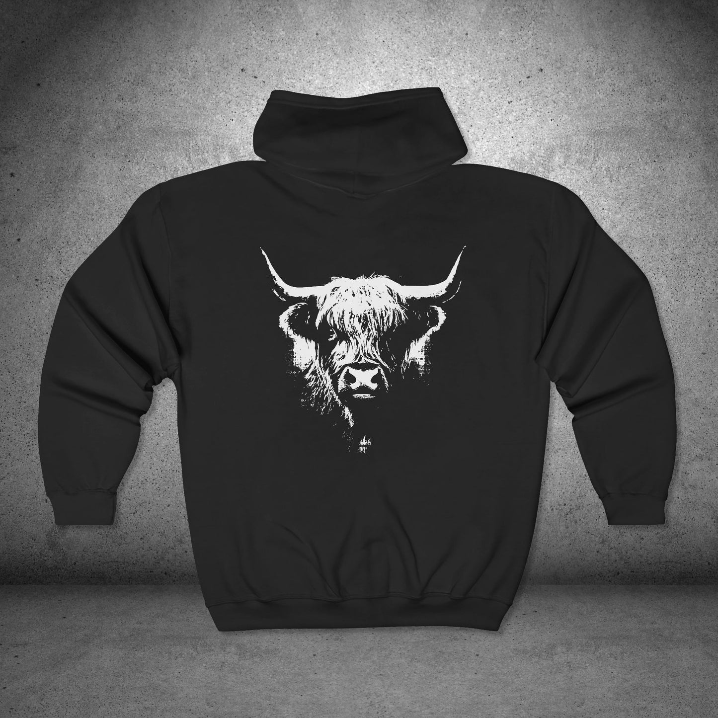 Highland Cow Zip-Up Hoodie – Cozy Farm & Country Jacket