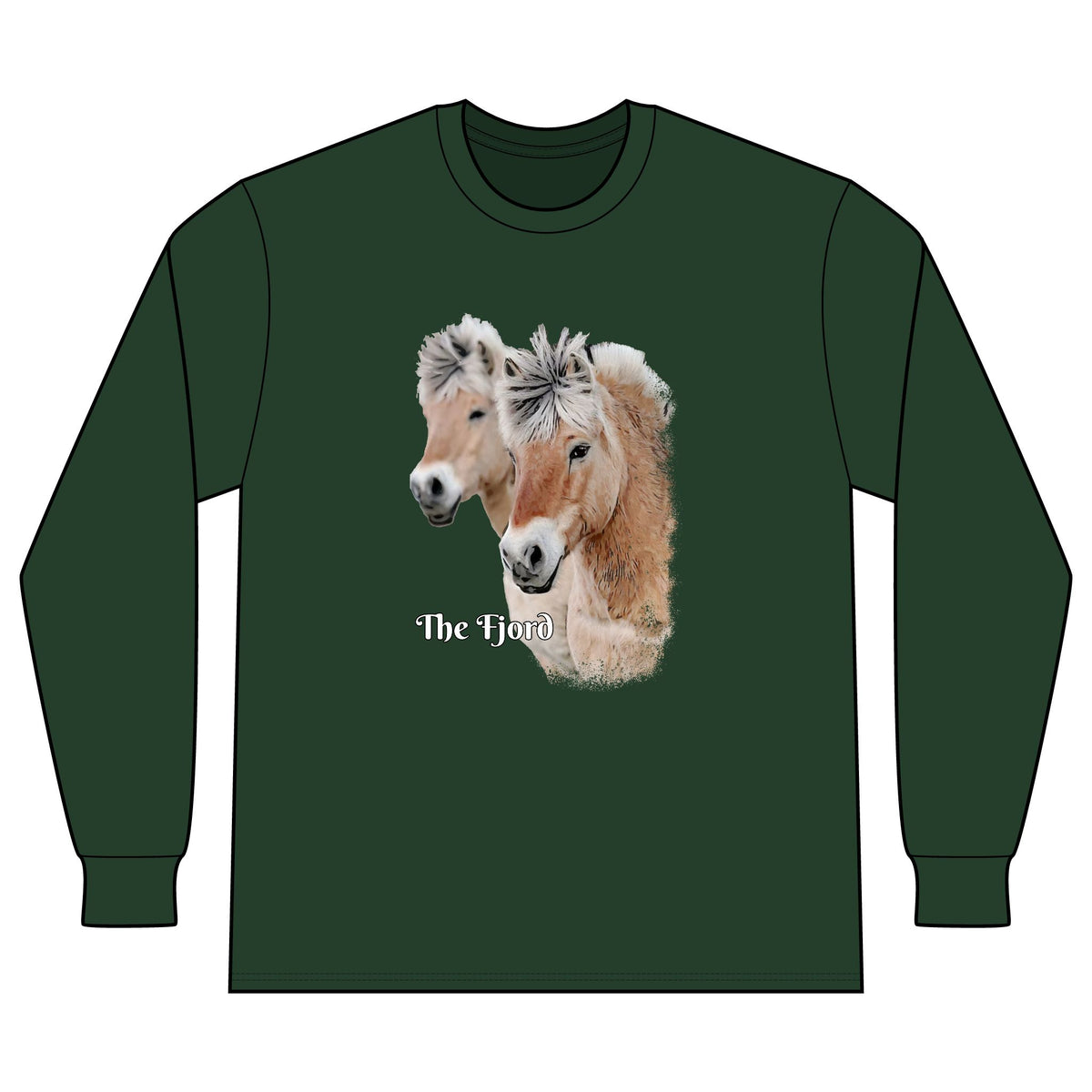 Fjord Horse Portrait Long Sleeve Shirt | Fjord Horses Illustration