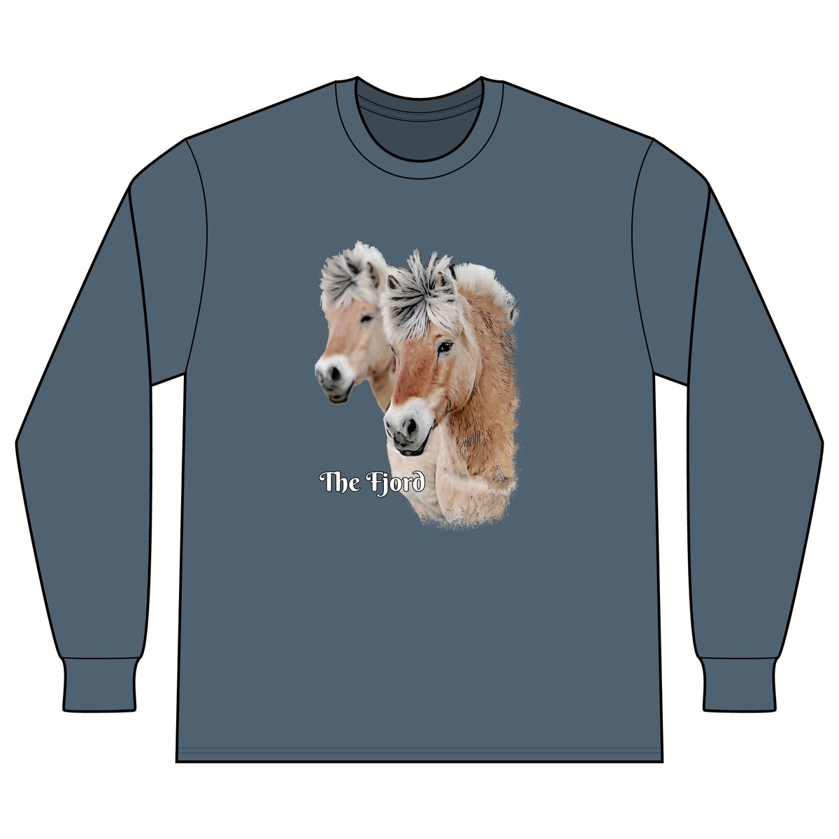 Fjord Horse Portrait Long Sleeve Shirt | Fjord Horses Illustration