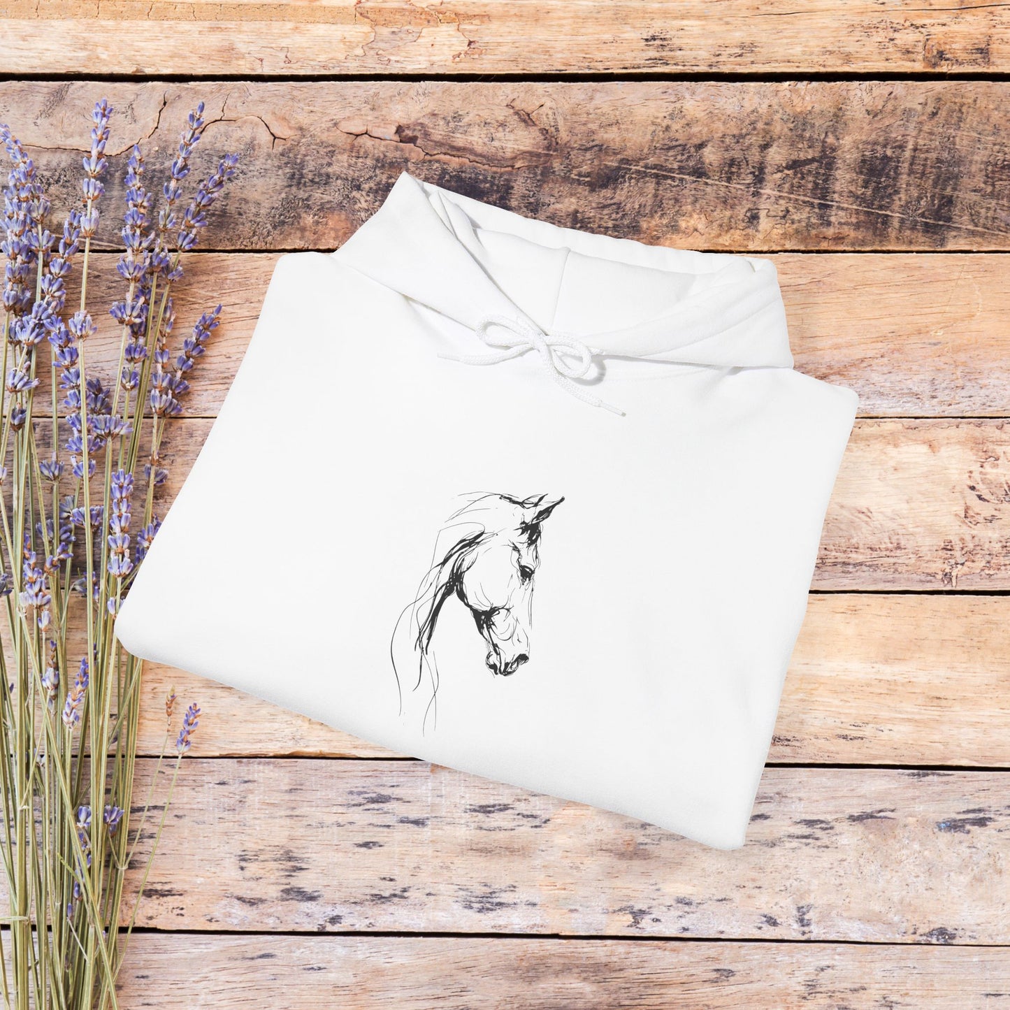 Minimal Sketch Horse Hoodie — Simple Equestrian Art Sweatshirt