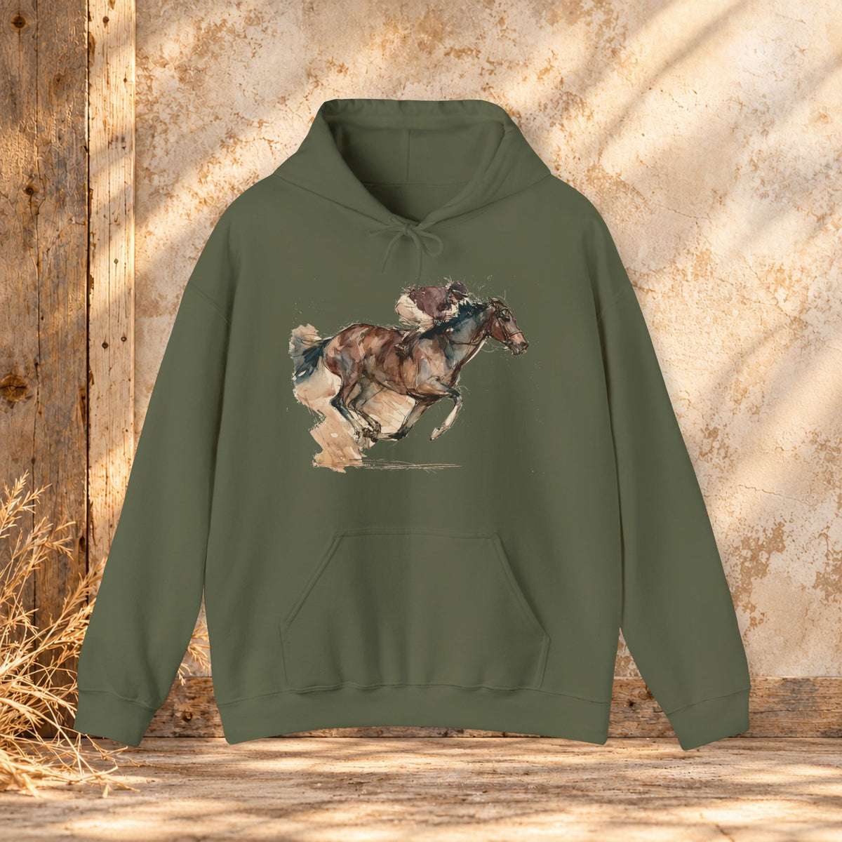 Watercolor Racehorse Hoodie – Horse Racing Sweatshirt