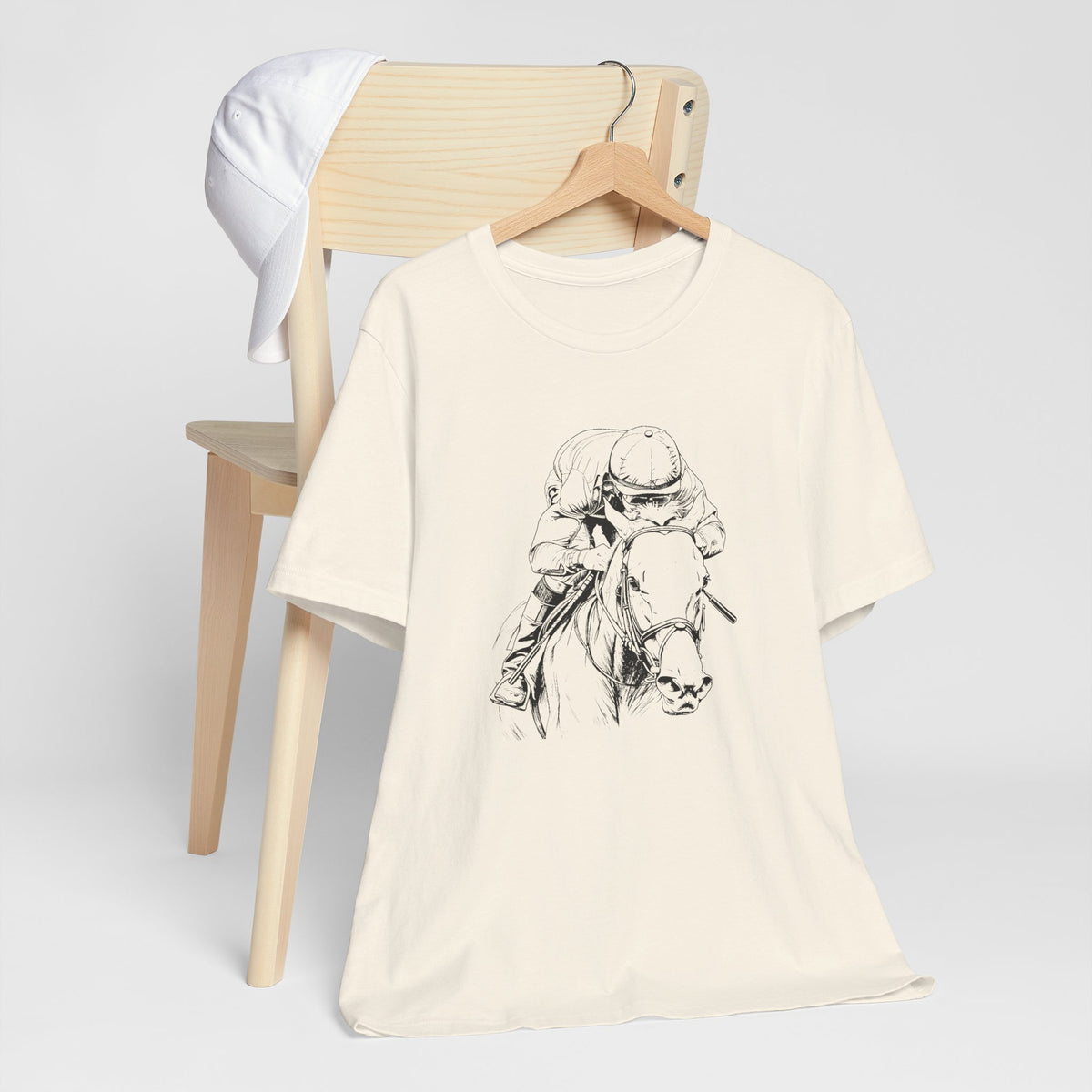 Thoroughbred Horse Racing T-Shirt – Cotton Jockey & Racehorse Art