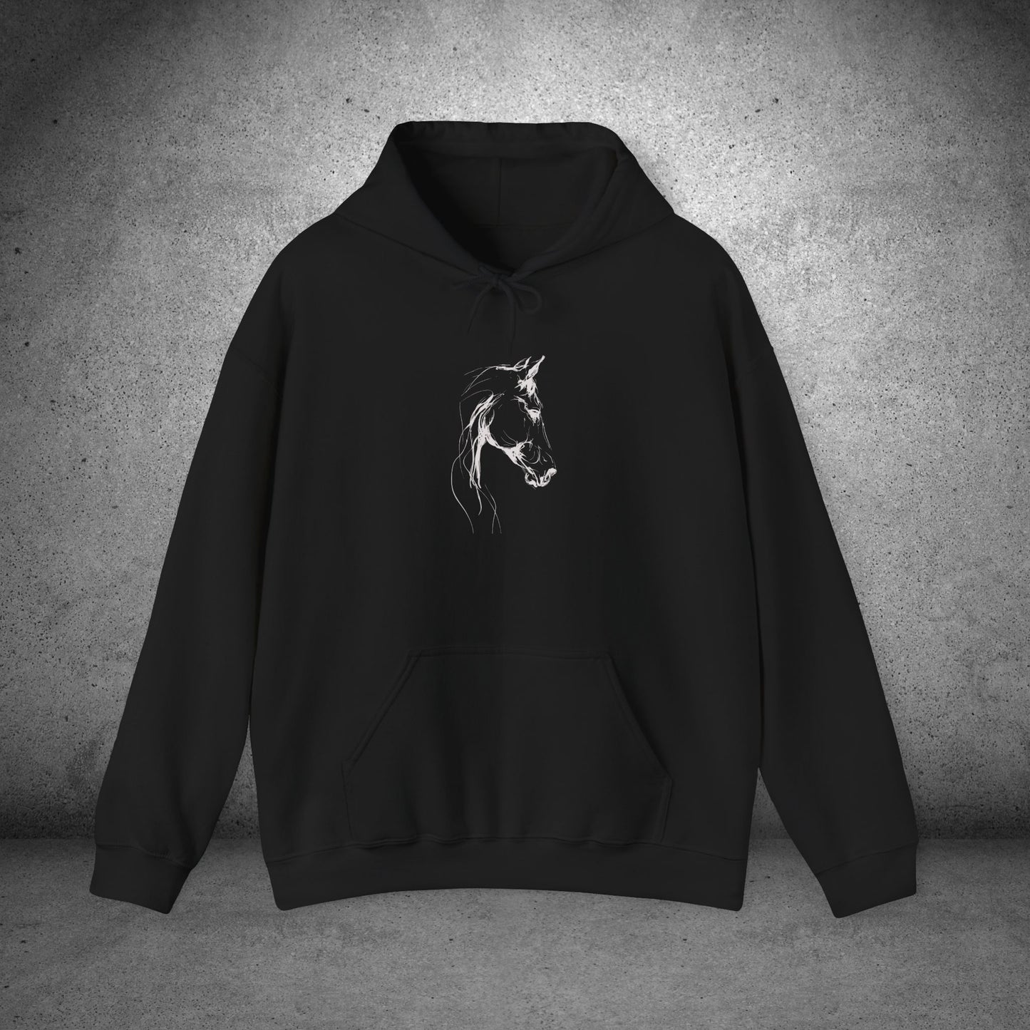 Minimal Sketch Horse Hoodie — Simple Equestrian Art Sweatshirt