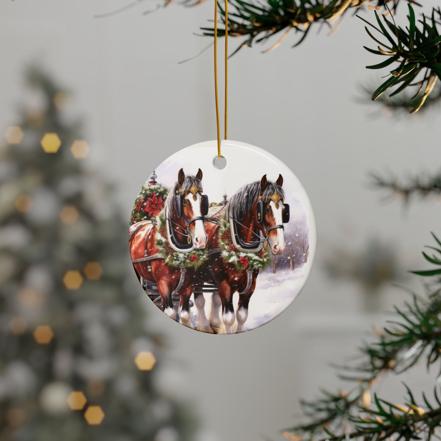 Personalized Holiday Clydesdale Horse Christmas Ornament