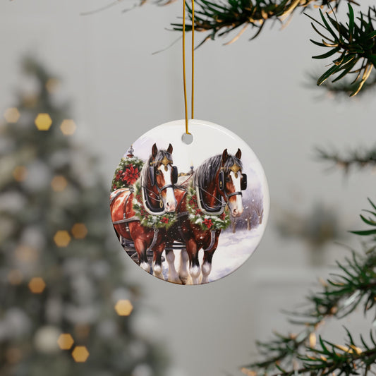 Personalized Holiday Clydesdale Horse Christmas Ornament