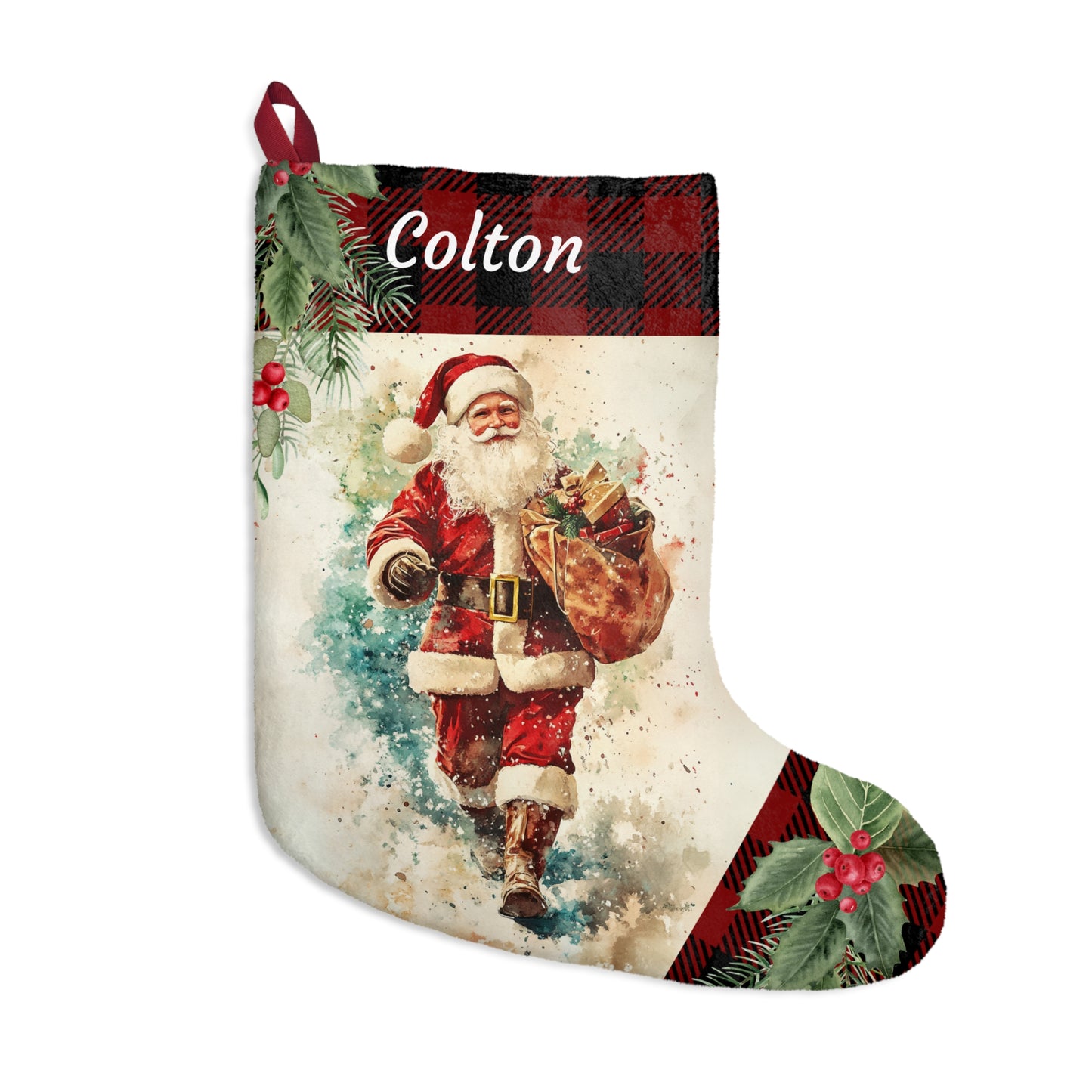Vintage Santa Christmas Stocking, Retro Christmas Style