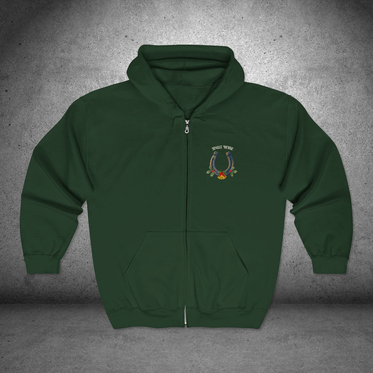 Jingle Horse Christmas Full-Zip Hoodie – Draft Horse Holiday Sweatshirt