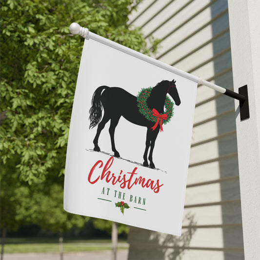 Personalized Horse Christmas Flag – Christmas at the Barn Banner