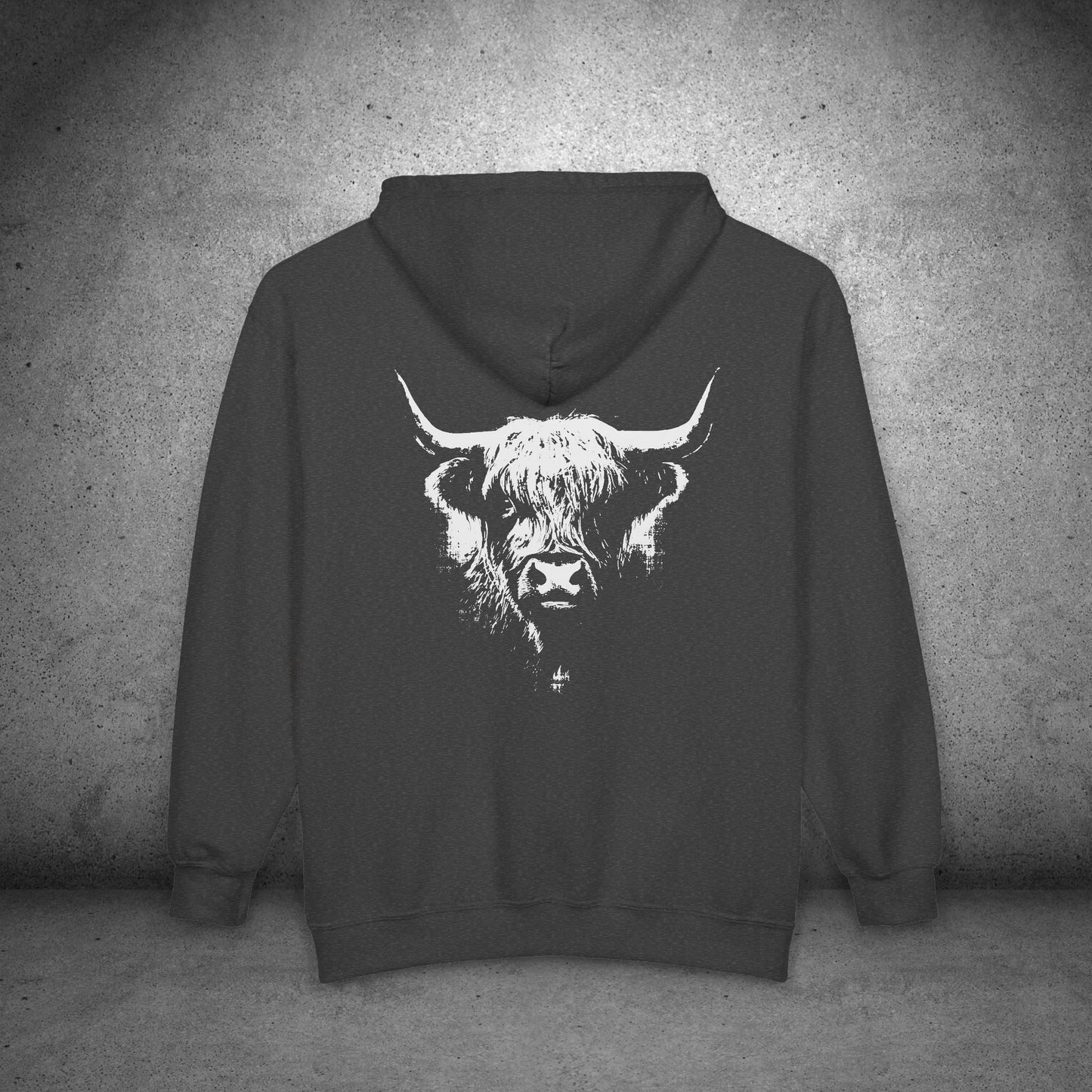 Highland Cow Zip-Up Hoodie – Cozy Farm & Country Jacket
