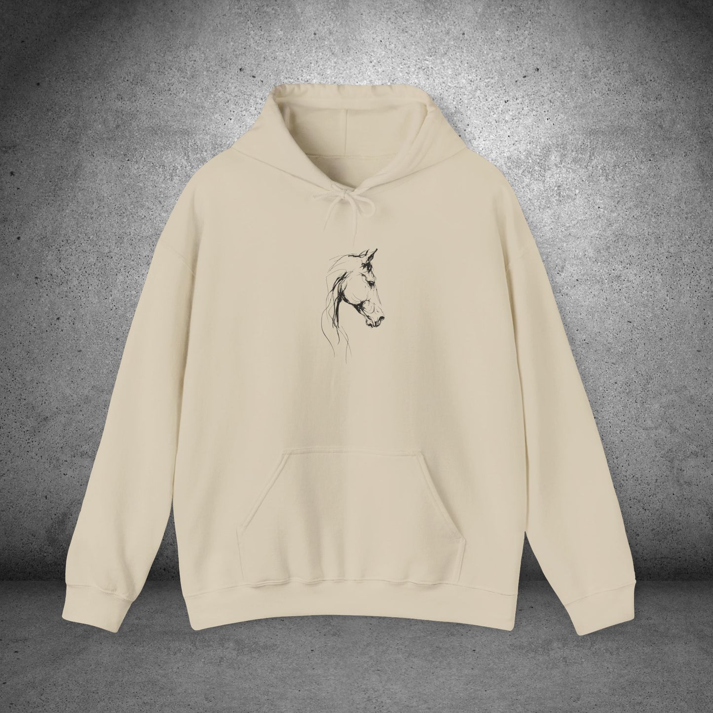 Minimal Sketch Horse Hoodie — Simple Equestrian Art Sweatshirt