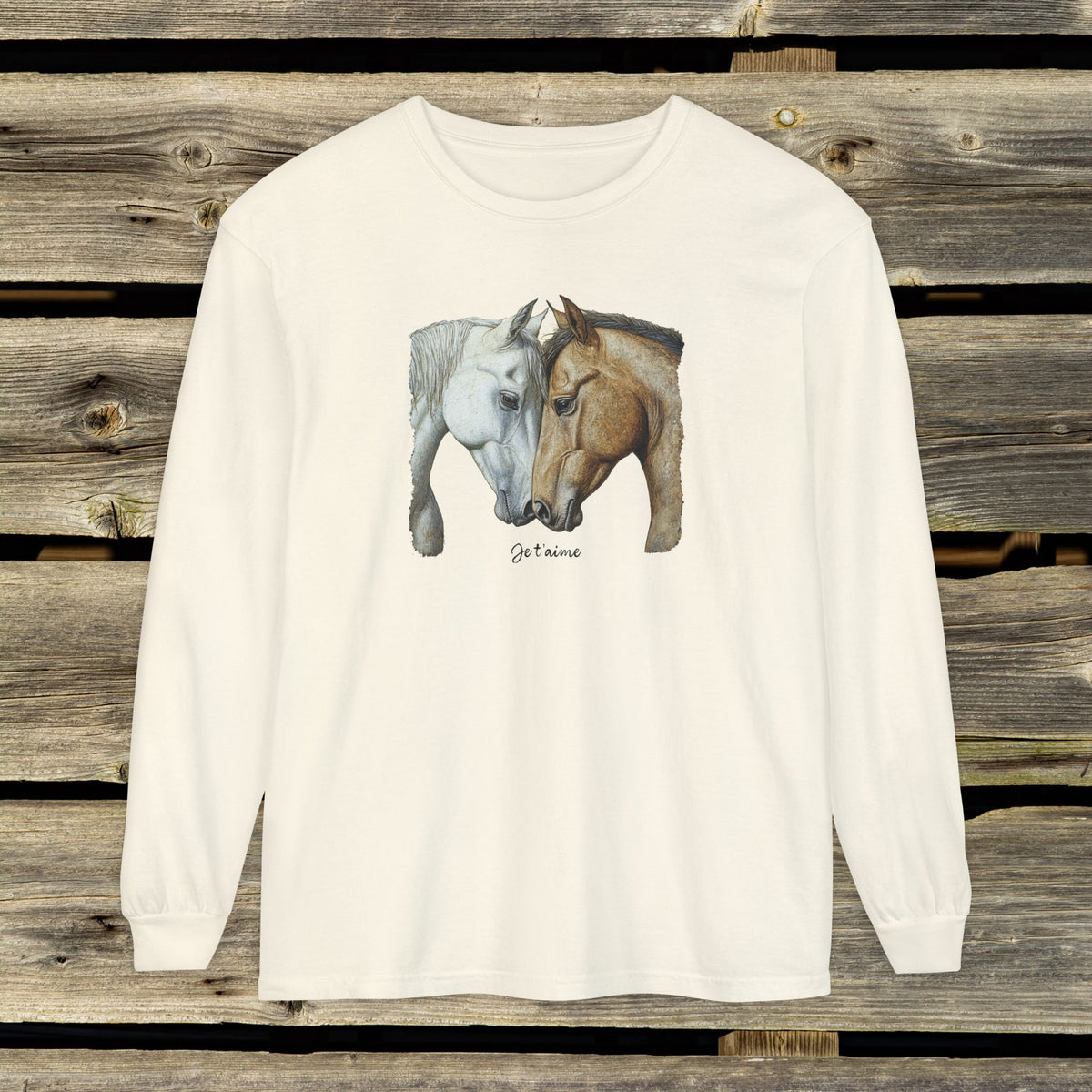 Je t’aime Horse Long Sleeve Shirt – Comfort Colors Equestrian Tee