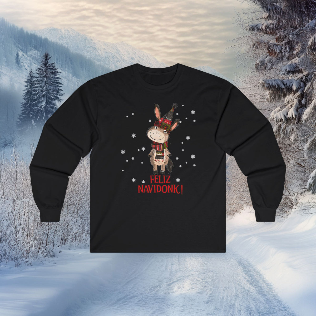 Feliz Navidonk Donkey Christmas Long Sleeve Shirt