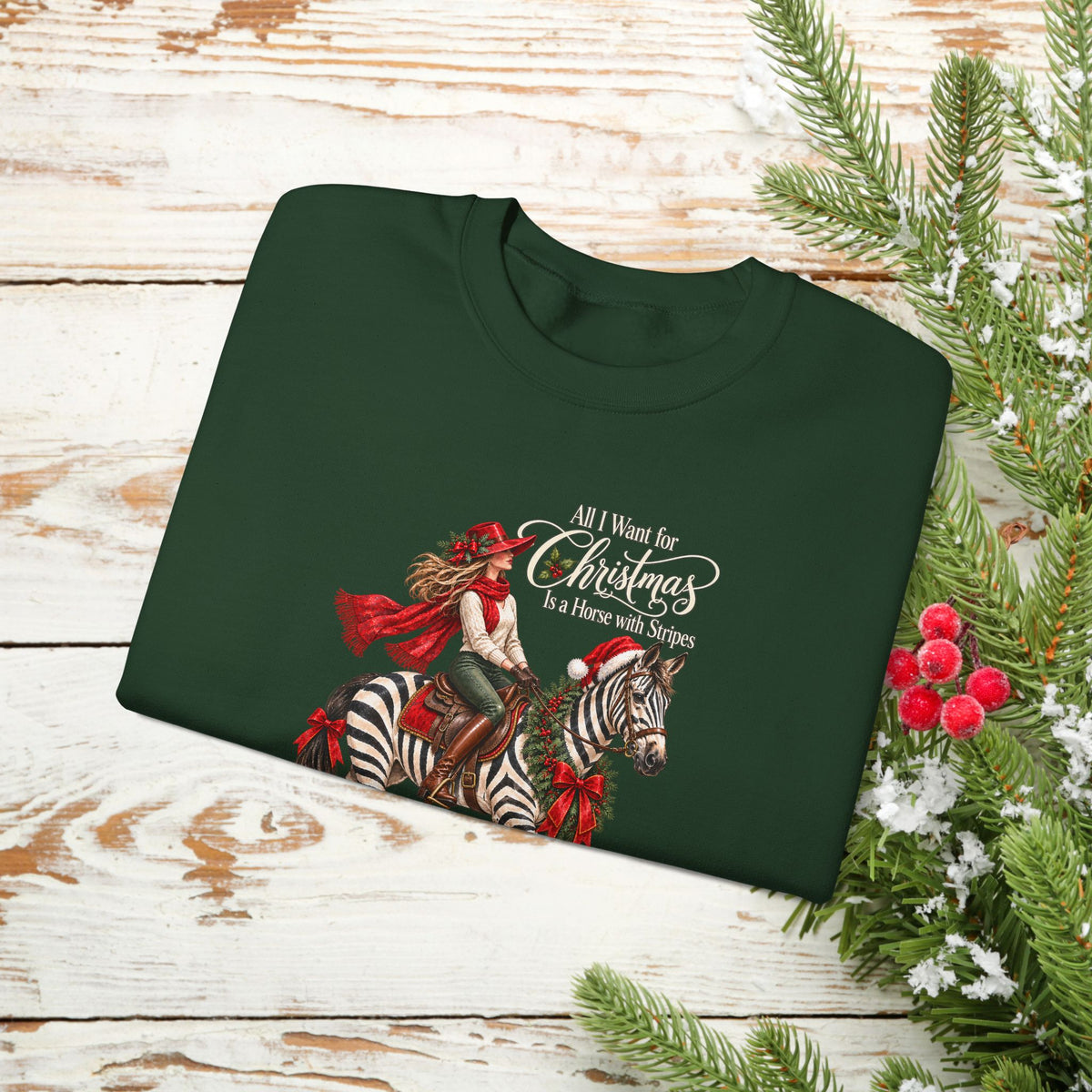 All I Want for Christmas Horse Sweatshirt – Funny Zebra Lover Gift