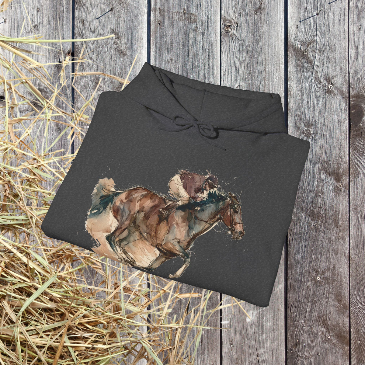 Watercolor Racehorse Hoodie – Horse Racing Sweatshirt
