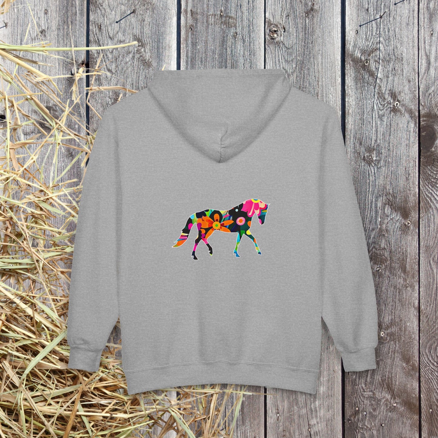 Horse Lover Full Zip Hoodie Jacket,  Floral Horse Pattern, personalized