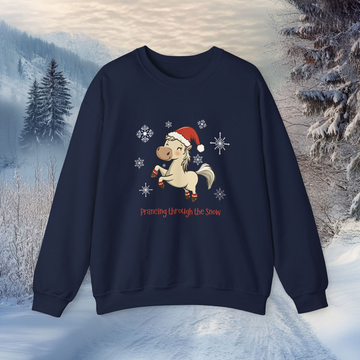 Prancing Through the Snow Horse Christmas Sweatshirt