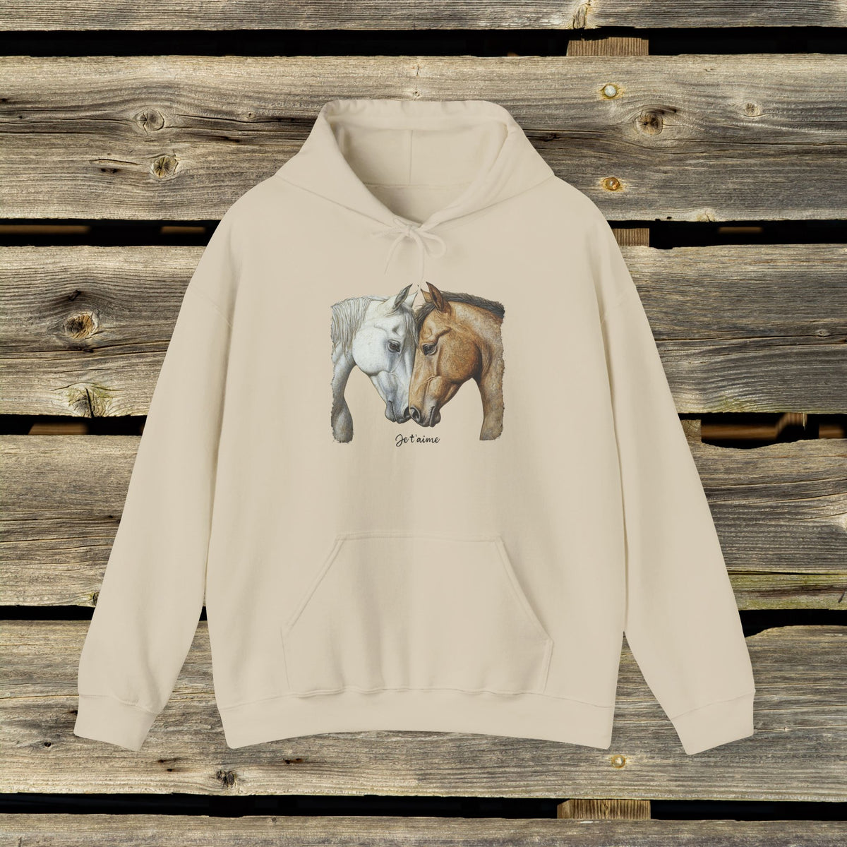 Je T’aime Horse Hoodie - Two Horses Equestrian Sweatshirt