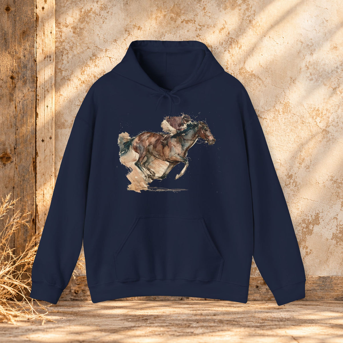 Watercolor Racehorse Hoodie – Horse Racing Sweatshirt