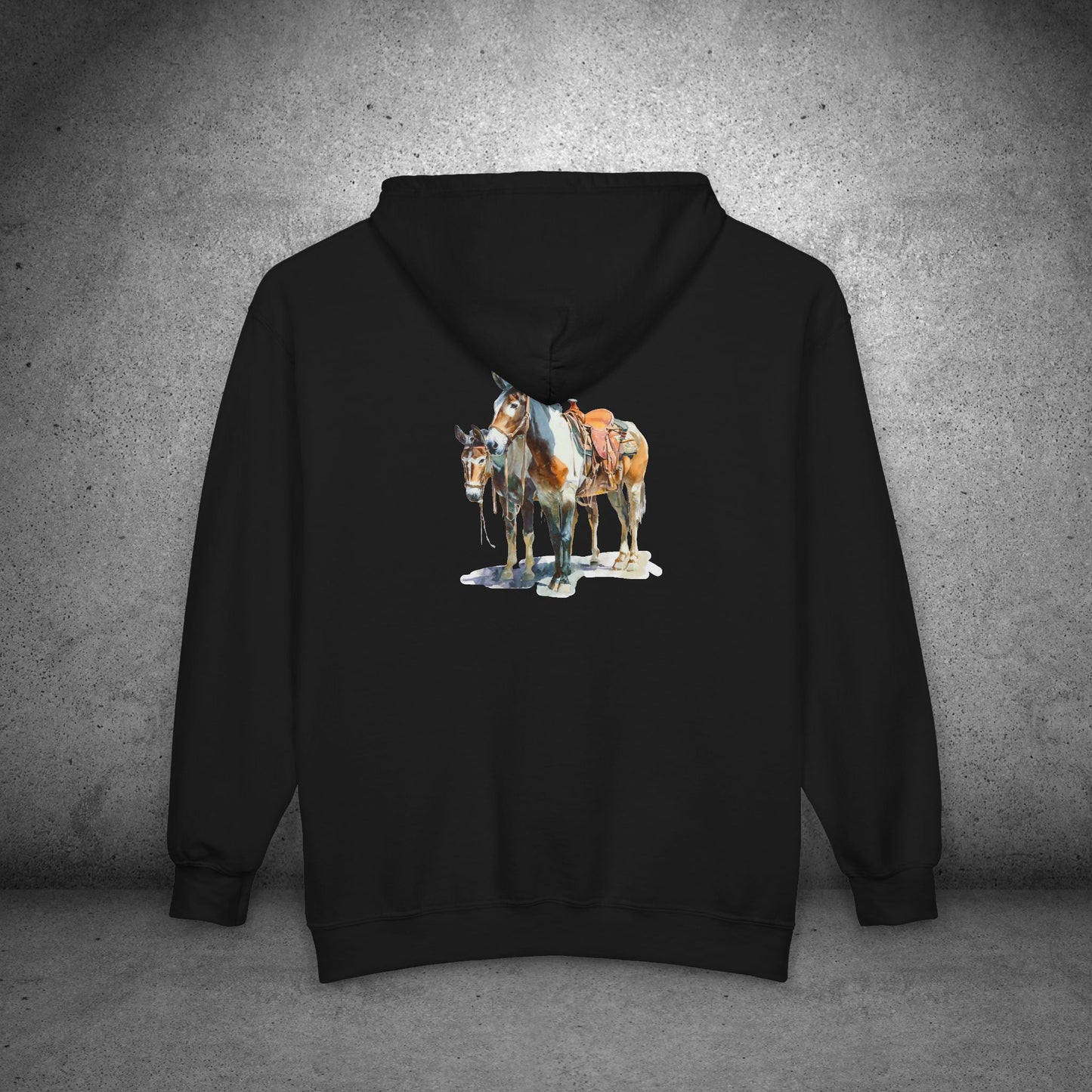 Western Mule Horse Full Zip Hoodie - Trail riding Jacket - Barn Coat