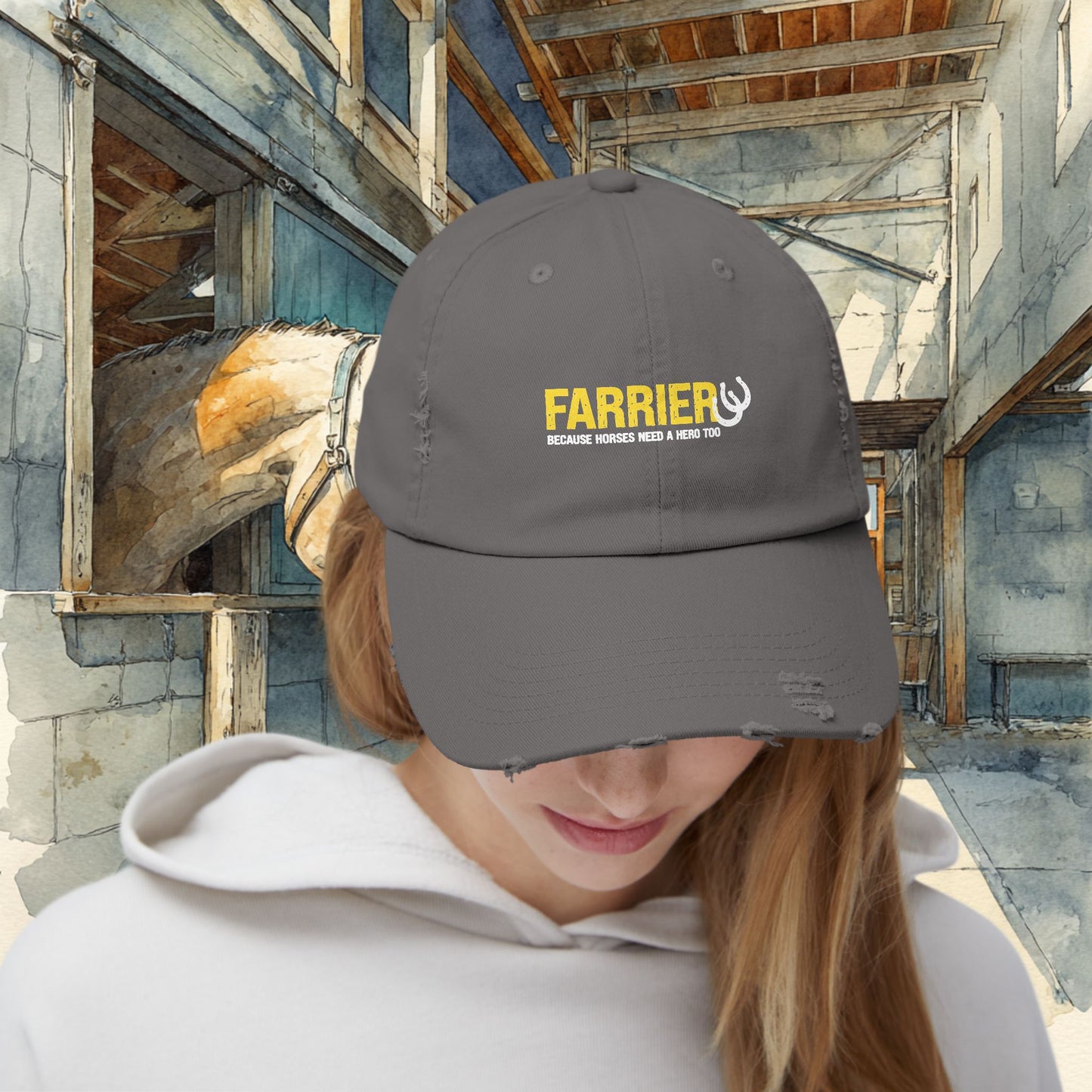 Farrier Distressed Cap – Farrier - Horses need a Hero Too Hat Gift