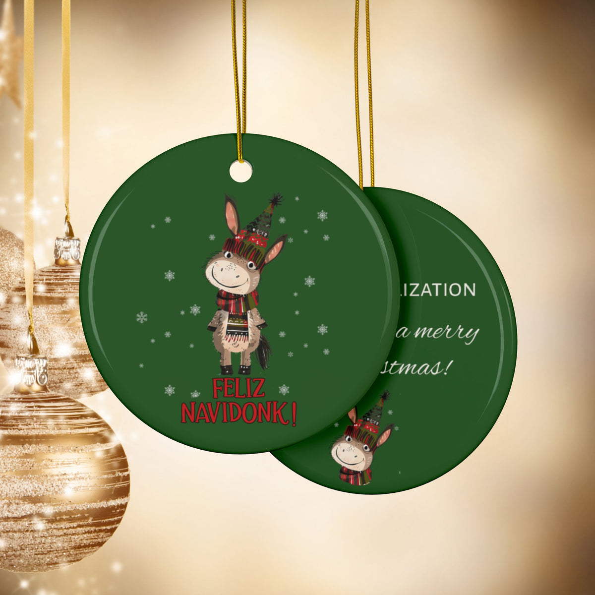 Whimsical Donkey Ornament Personalized - Christmas Ornament