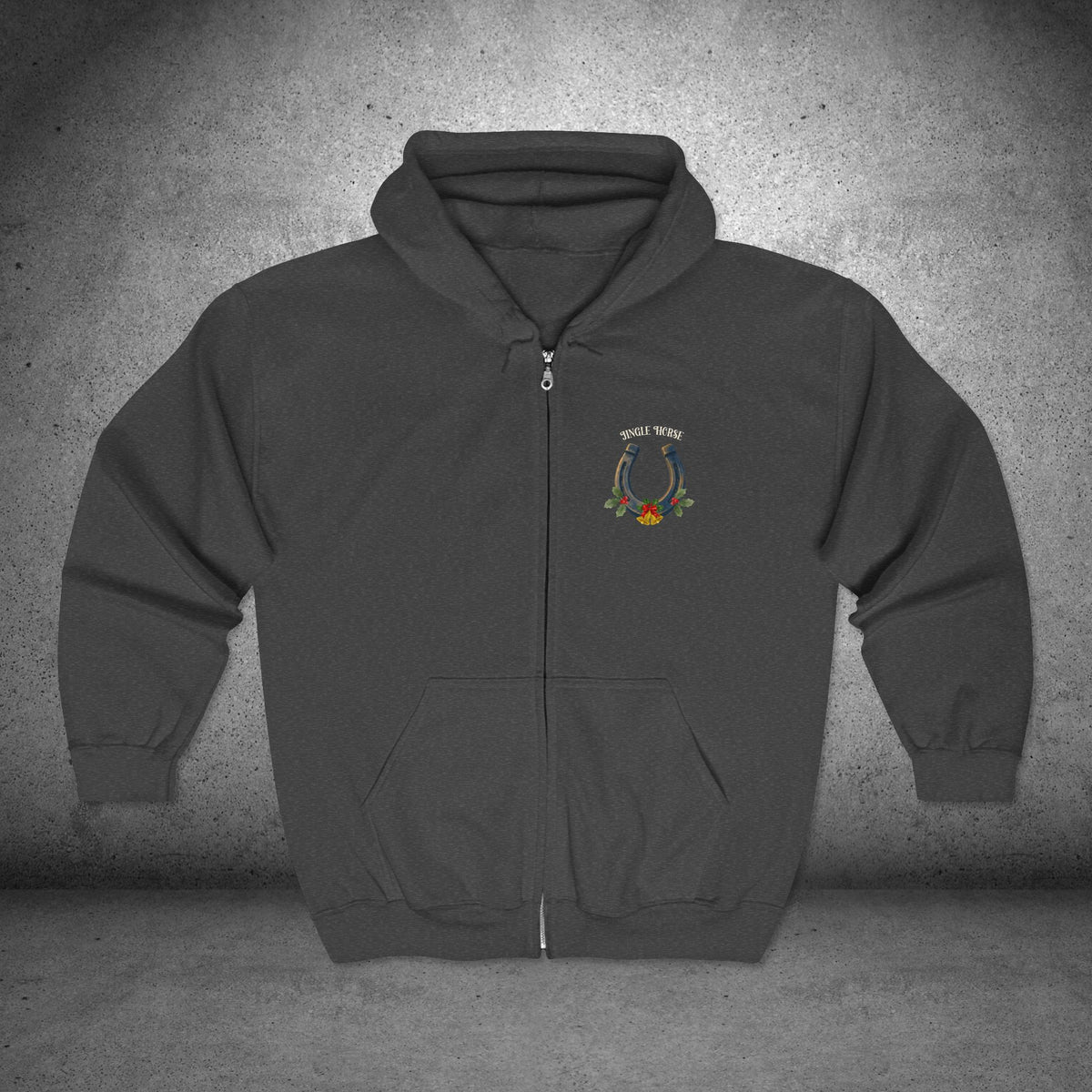 Jingle Horse Christmas Full-Zip Hoodie – Draft Horse Holiday Sweatshirt