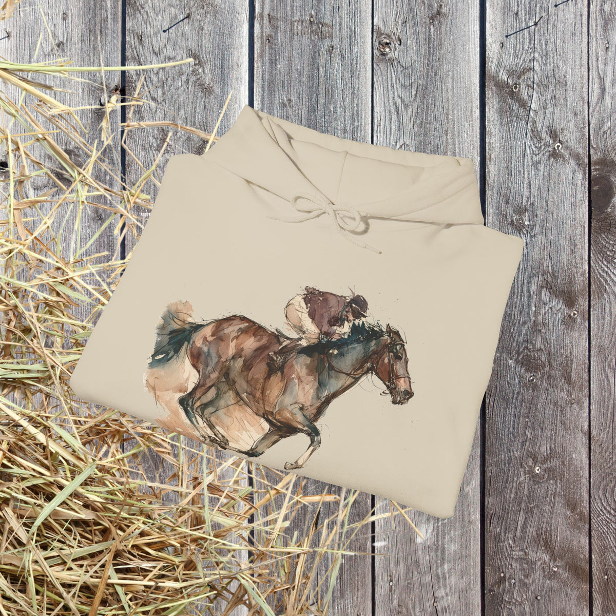 Watercolor Racehorse Hoodie – Horse Racing Sweatshirt
