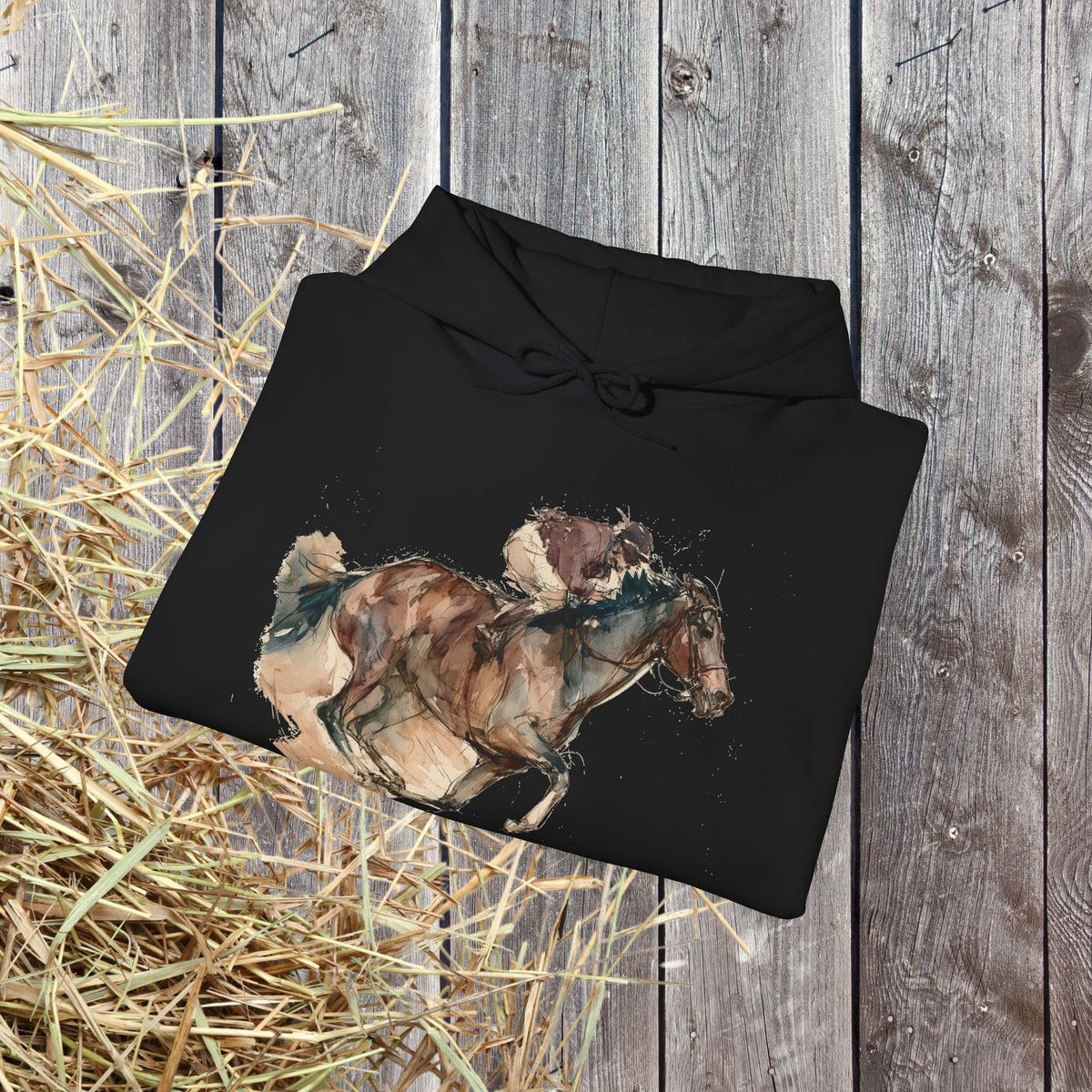 Watercolor Racehorse Hoodie – Horse Racing Sweatshirt