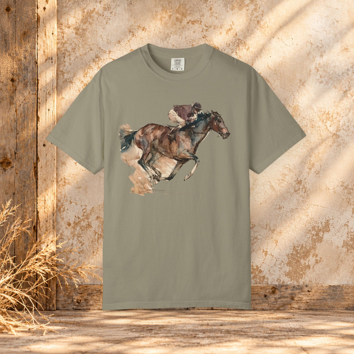 Watercolor Racehorse T-shirt- Horse Racing Comfort Colors