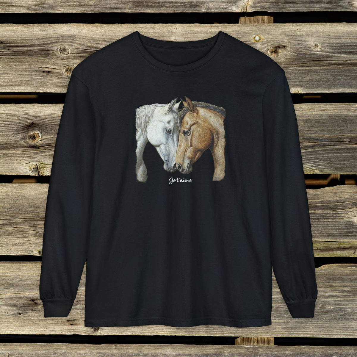 Je t’aime Horse Long Sleeve Shirt – Comfort Colors Equestrian Tee