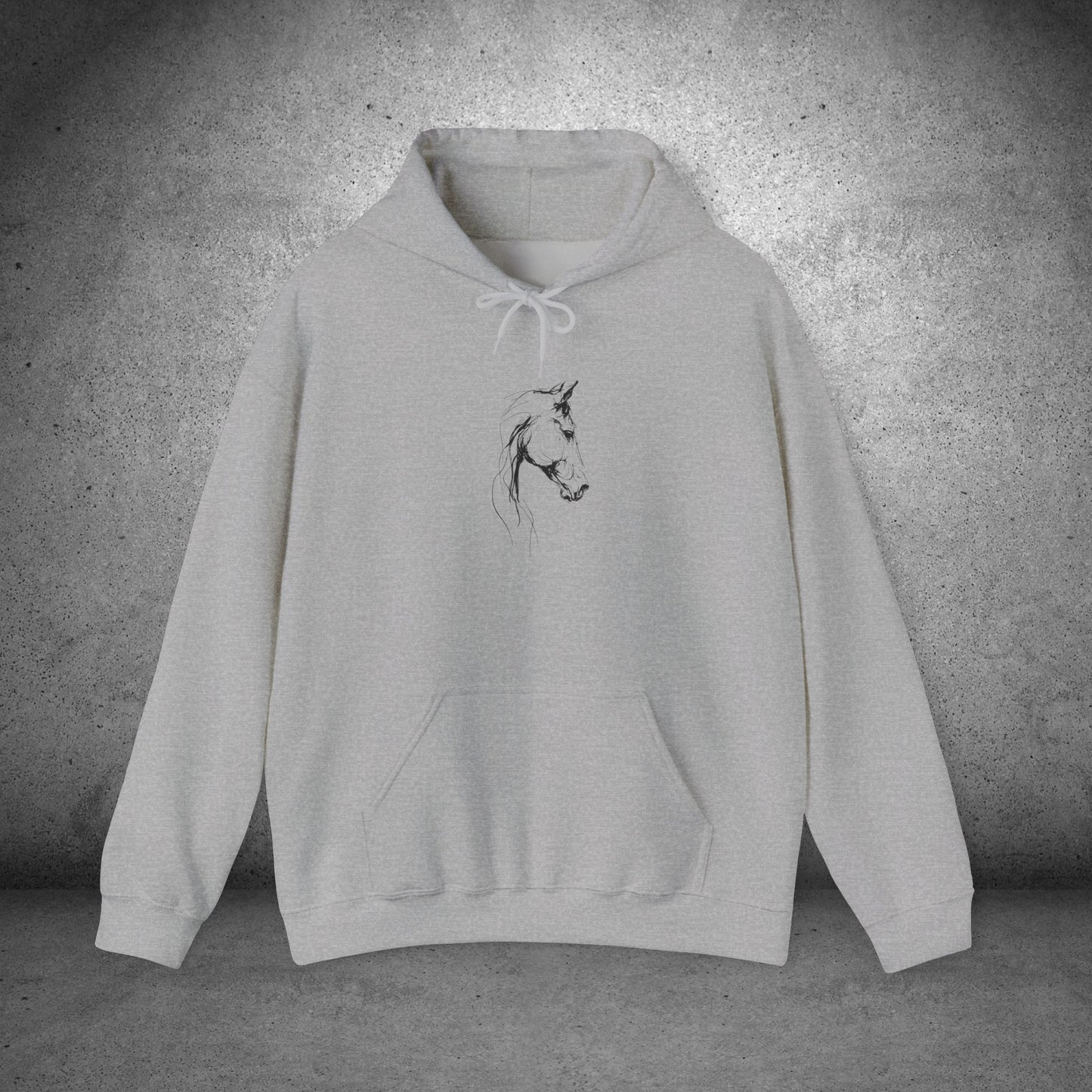 Minimal Sketch Horse Hoodie — Simple Equestrian Art Sweatshirt