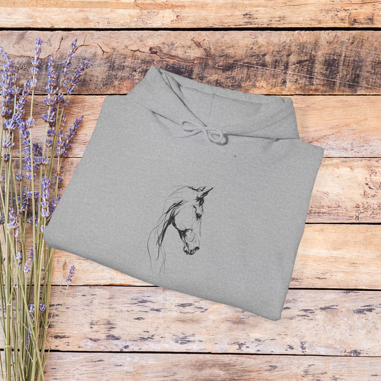 Minimal Sketch Horse Hoodie — Simple Equestrian Art Sweatshirt