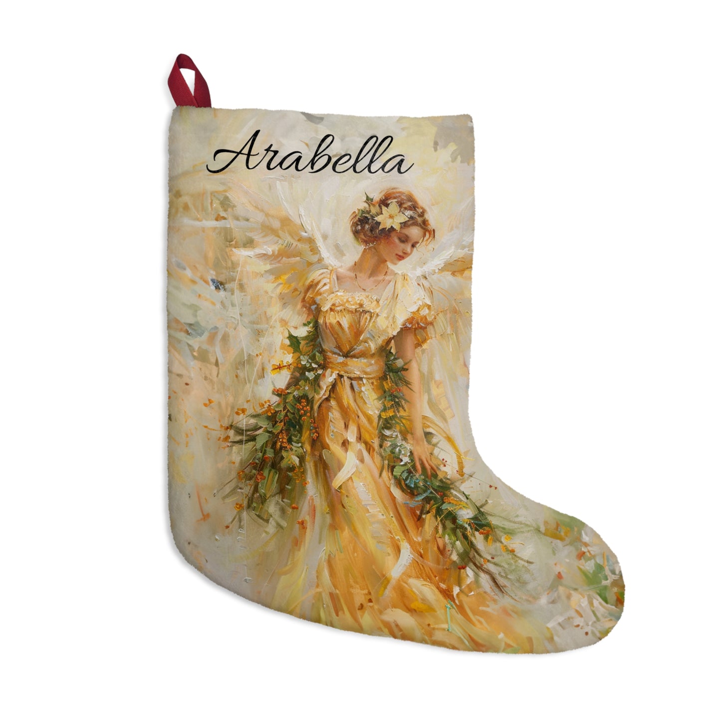 Golden Angel Christmas Stocking: Christmas Decor, Gift for Family or Friends Made in USA
