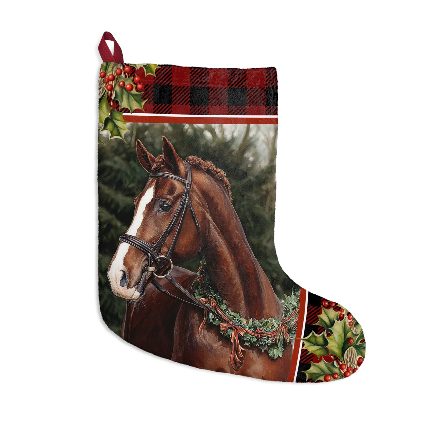 Christmas Liver Chestnut Horse Stocking, Equestrian Gift