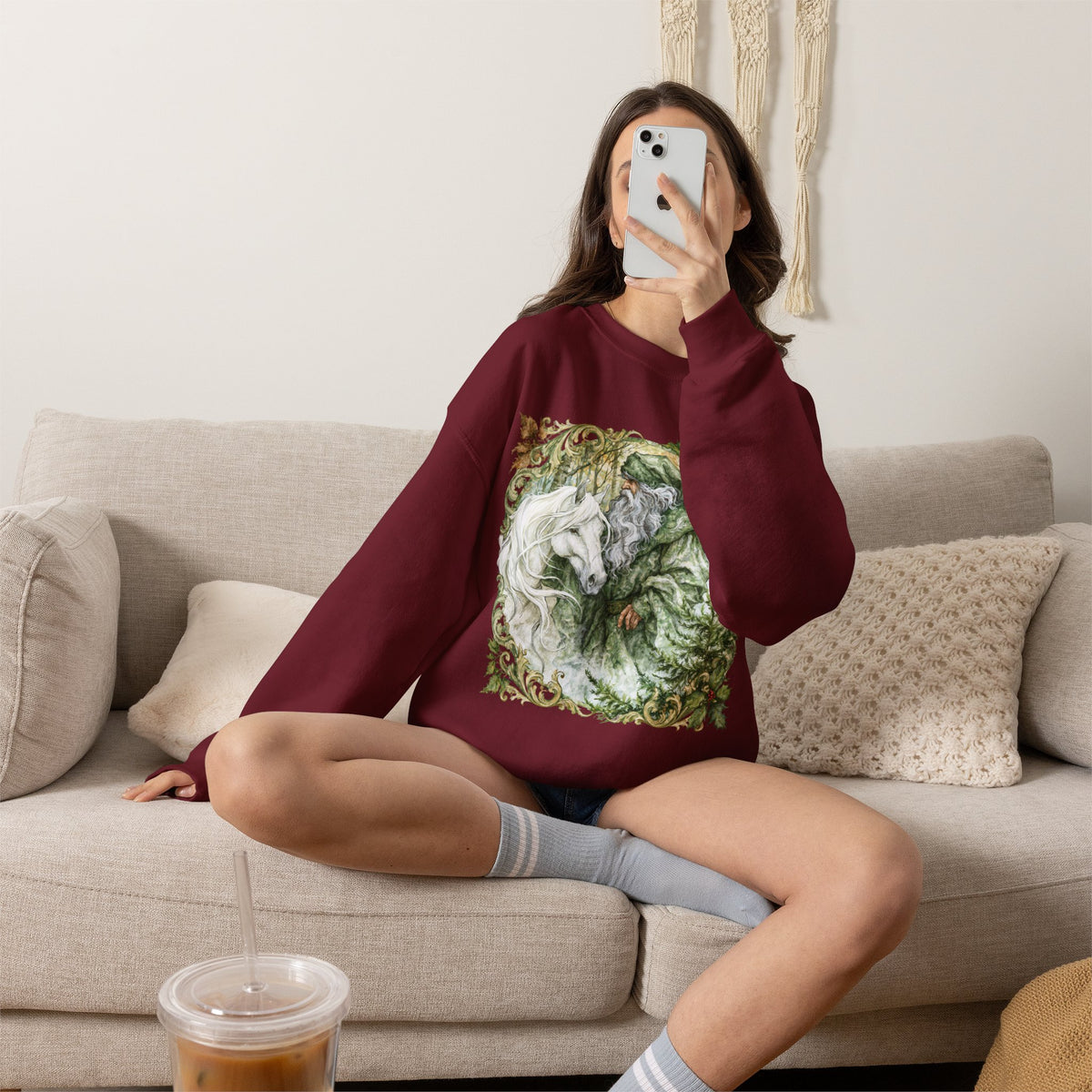 A Christmas Visit Horse Christmas Sweatshirt – Father Christmas