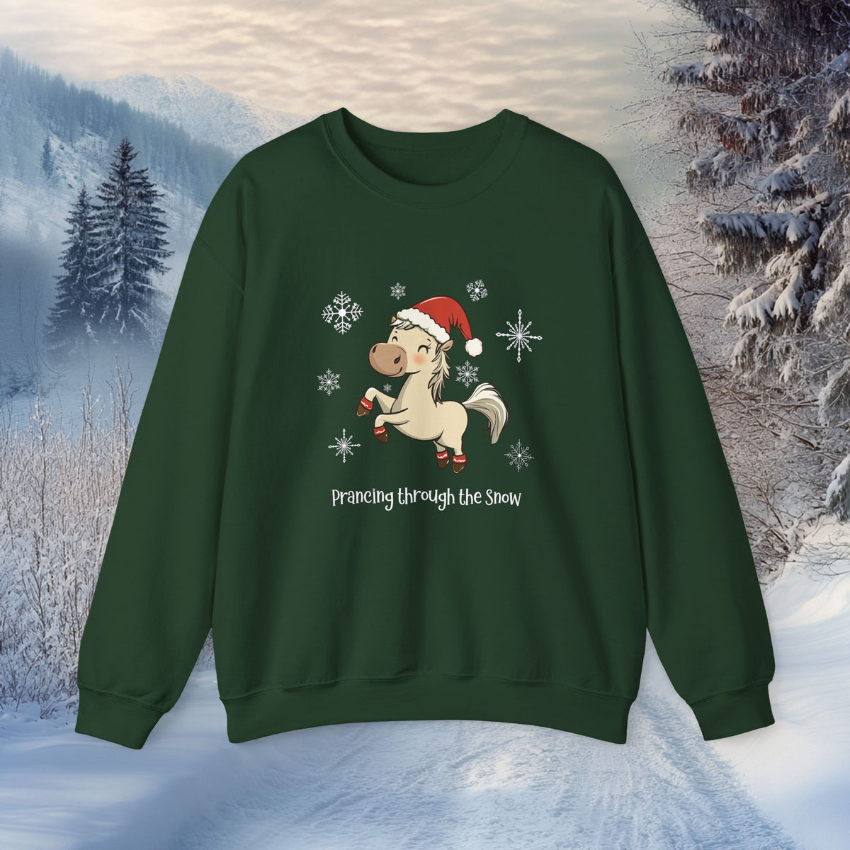 Prancing Through the Snow Horse Christmas Sweatshirt