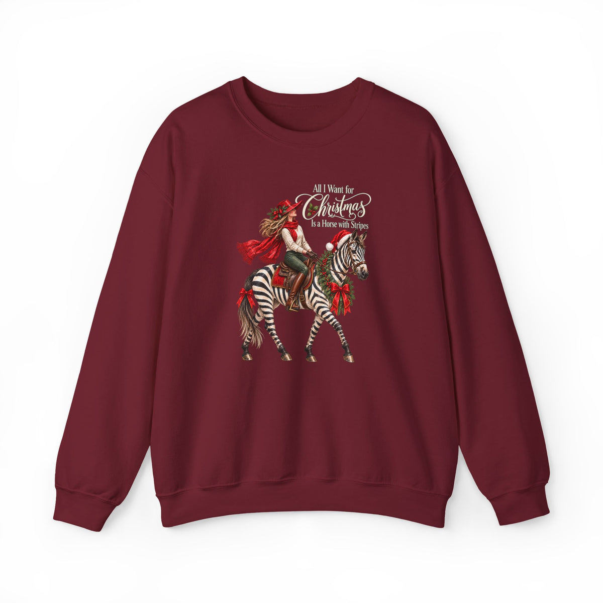 All I Want for Christmas Horse Sweatshirt – Funny Zebra Lover Gift