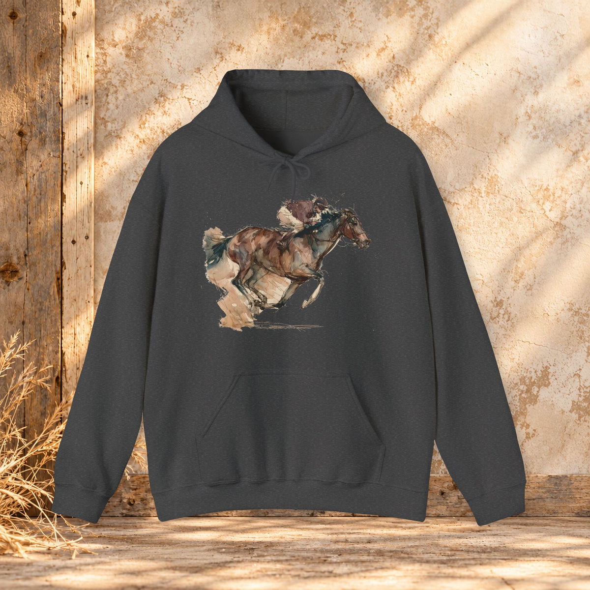 Watercolor Racehorse Hoodie – Horse Racing Sweatshirt