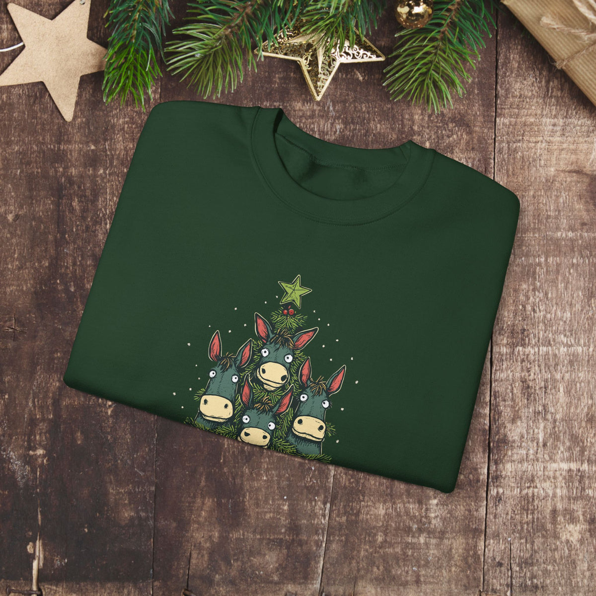 Happy Mule-Tide Christmas Sweatshirt – Funny Mule Christmas Tree Crewneck