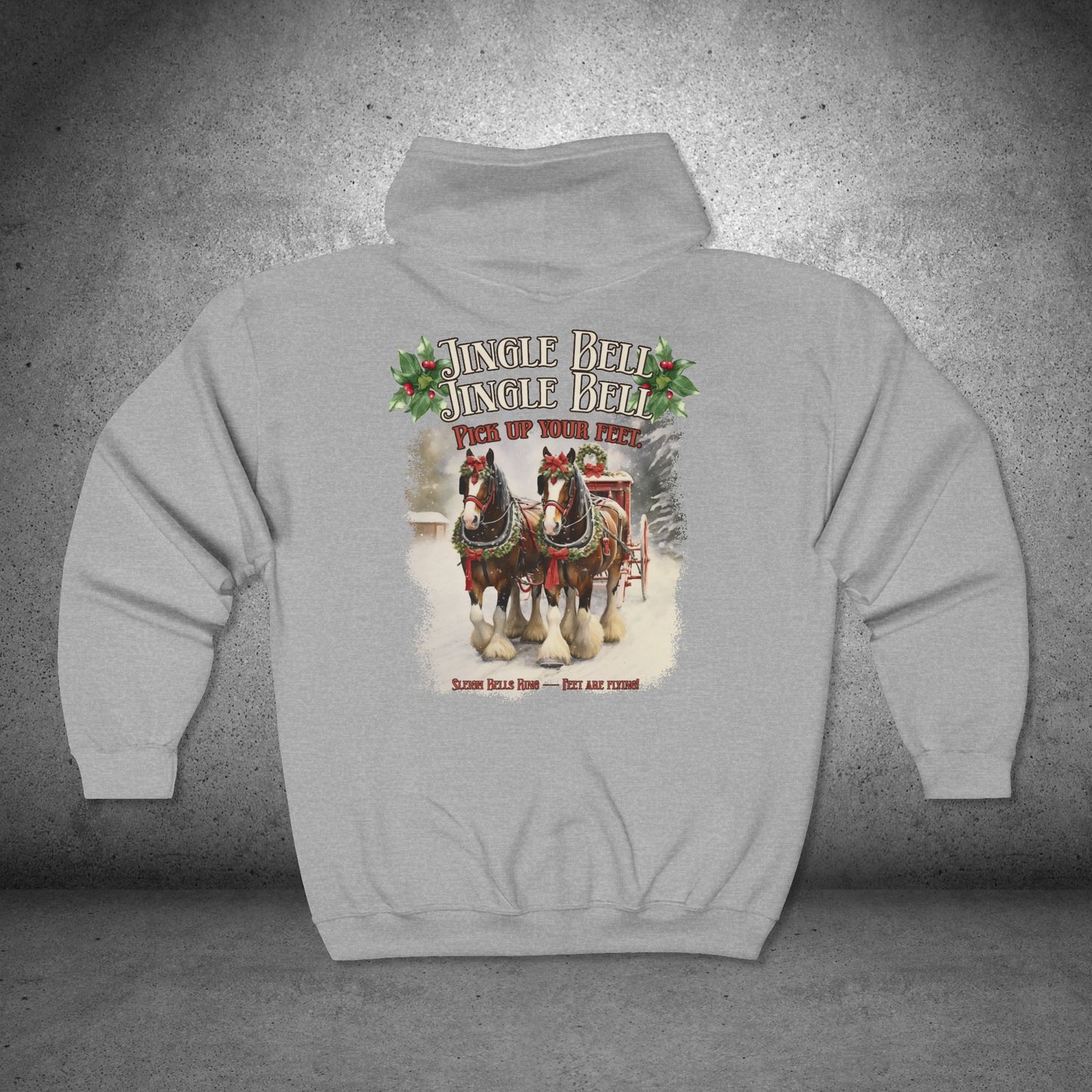 Jingle Horse Christmas Full-Zip Hoodie – Draft Horse Holiday Sweatshirt