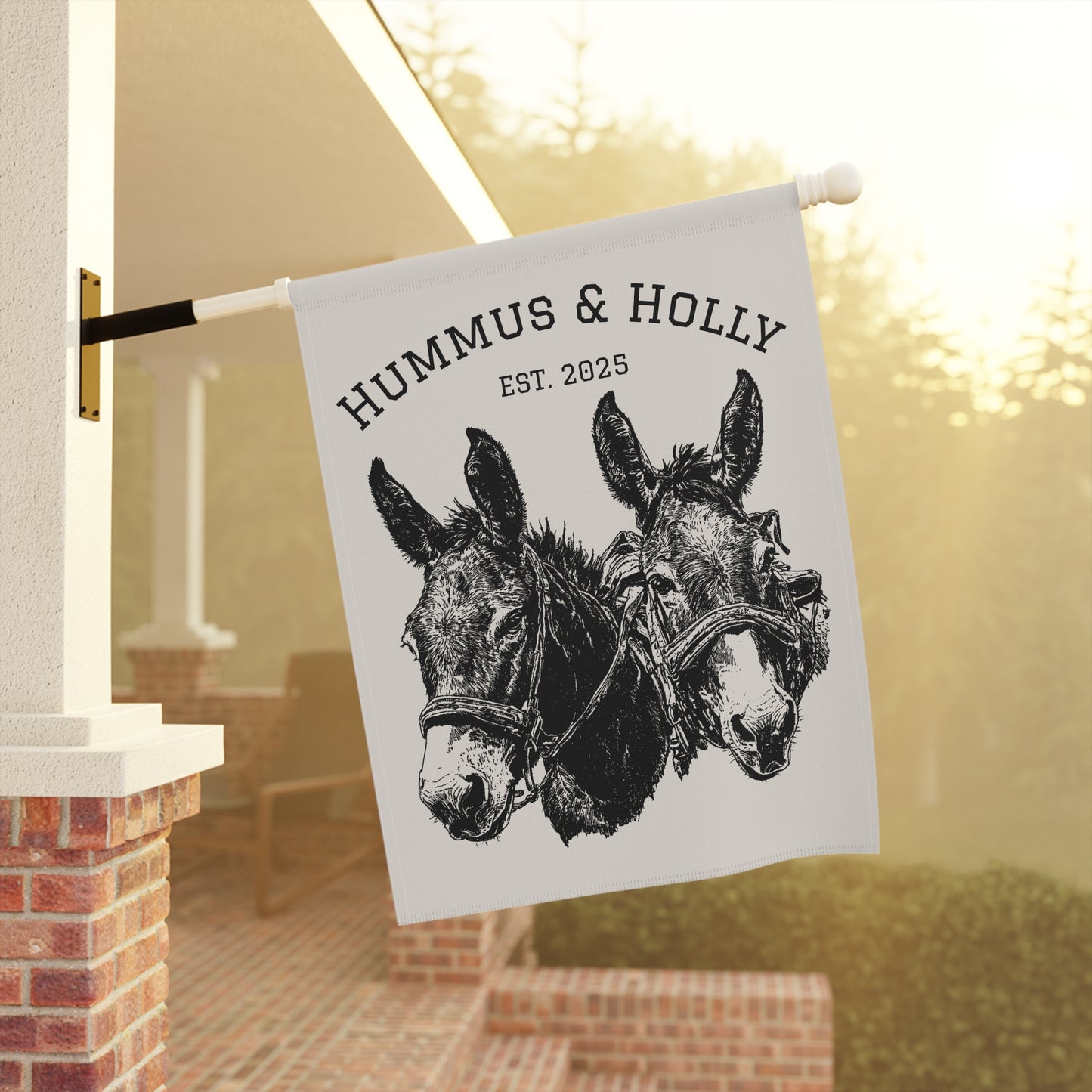 Personalized Farmhouse Garden Mules Horse Banner