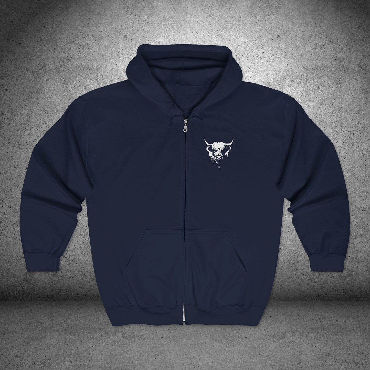 Highland Cow Zip-Up Hoodie – Cozy Farm & Country Jacket
