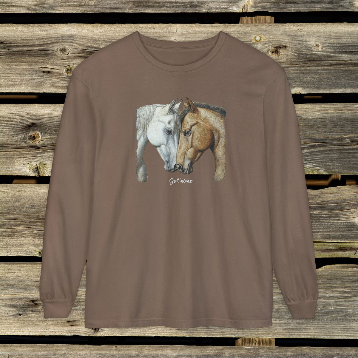 Je t’aime Horse Long Sleeve Shirt – Comfort Colors Equestrian Tee