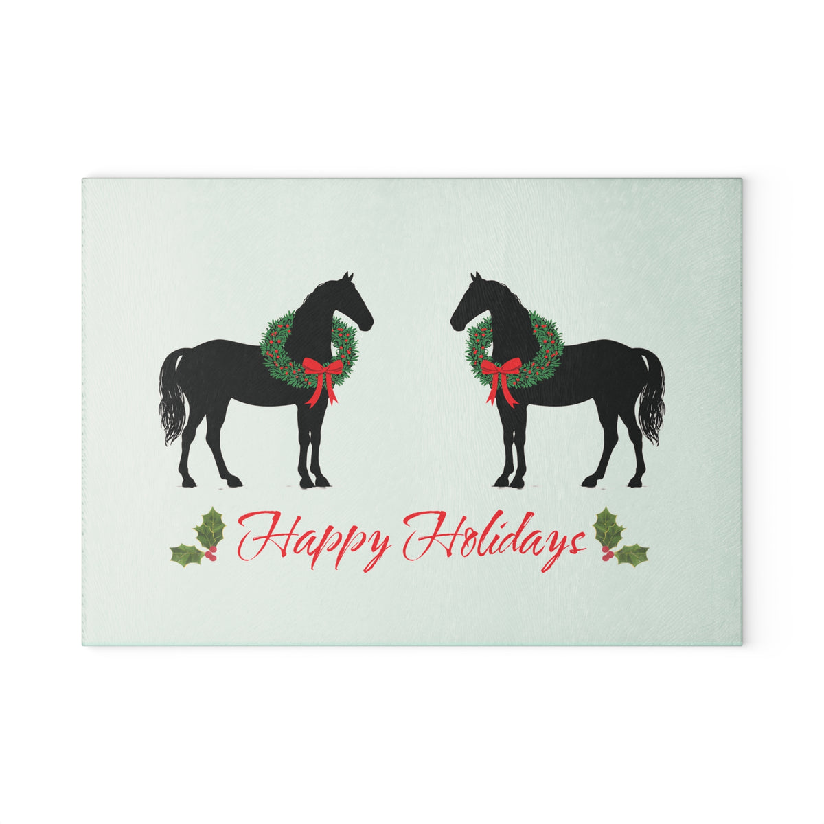 Christmas Horse glass cutting board – Personalized Black Christmas Horse