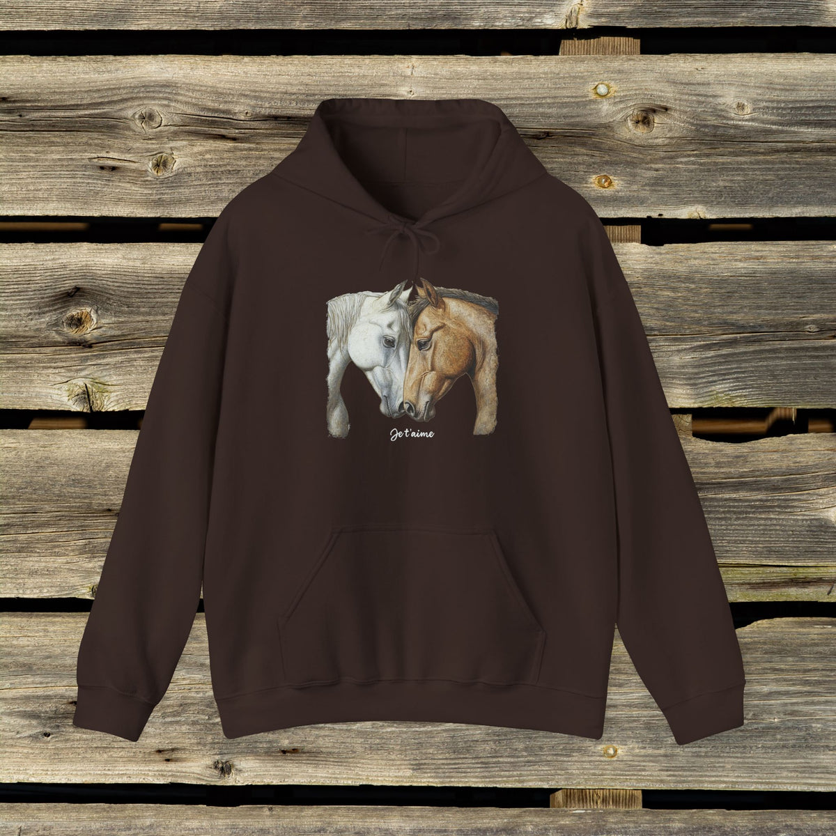 Je T’aime Horse Hoodie - Two Horses Equestrian Sweatshirt