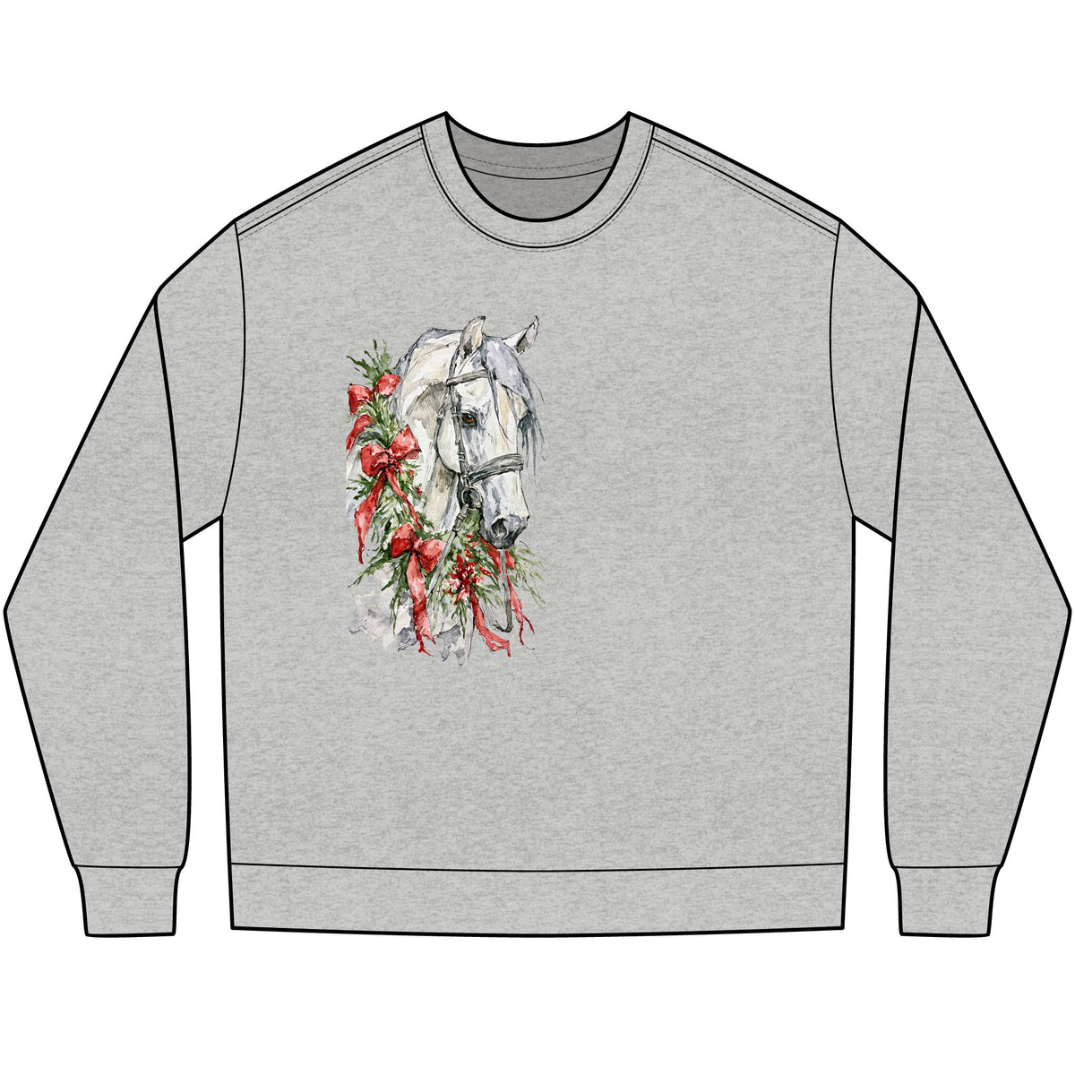 Christmas Horse Long Sleeve Shirt, Oversized Boxy Horse Tee
